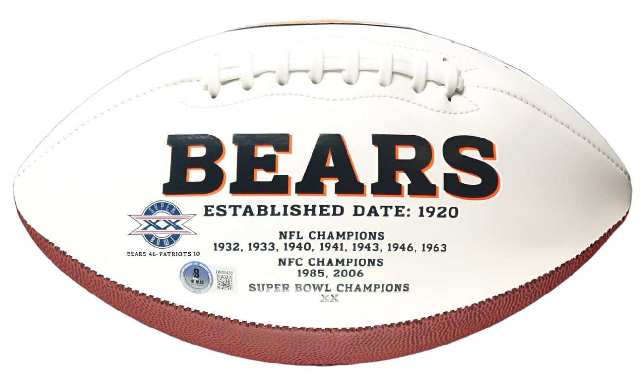 Brian Urlacher Autographed Bears NFL Authentic Logo Football (Beckett) With Acrylic Case