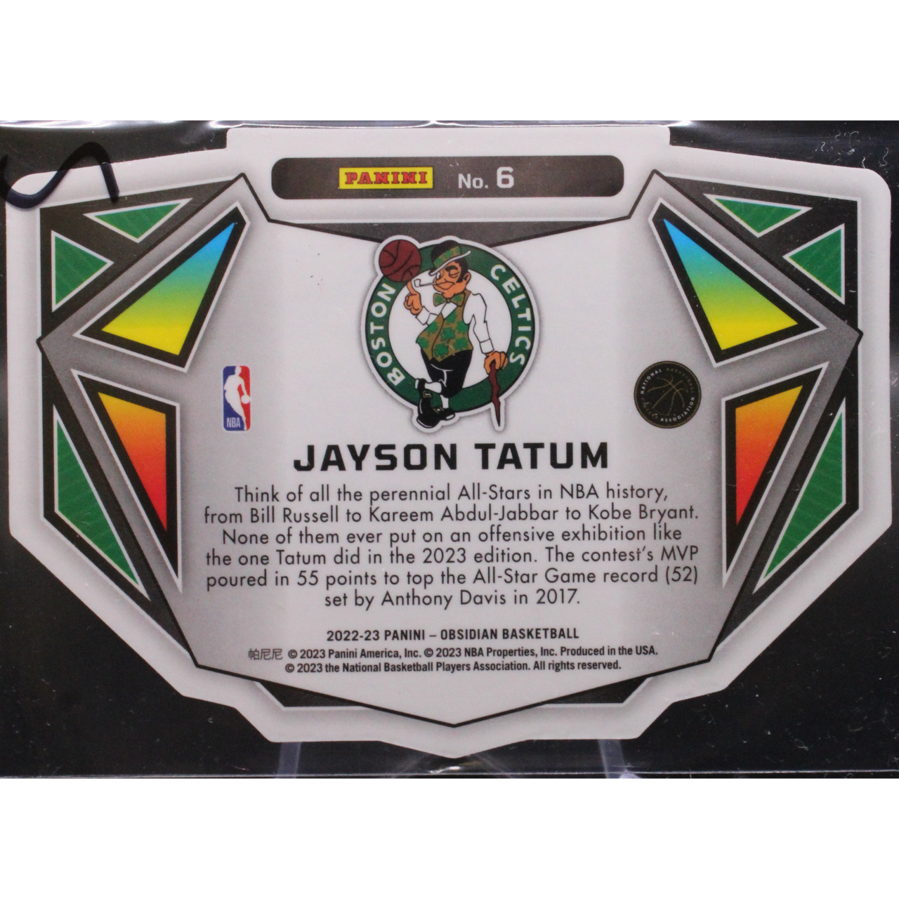 2022 Panini Obsidian Basketball - Jayson Tatum 6 - Vitreous
