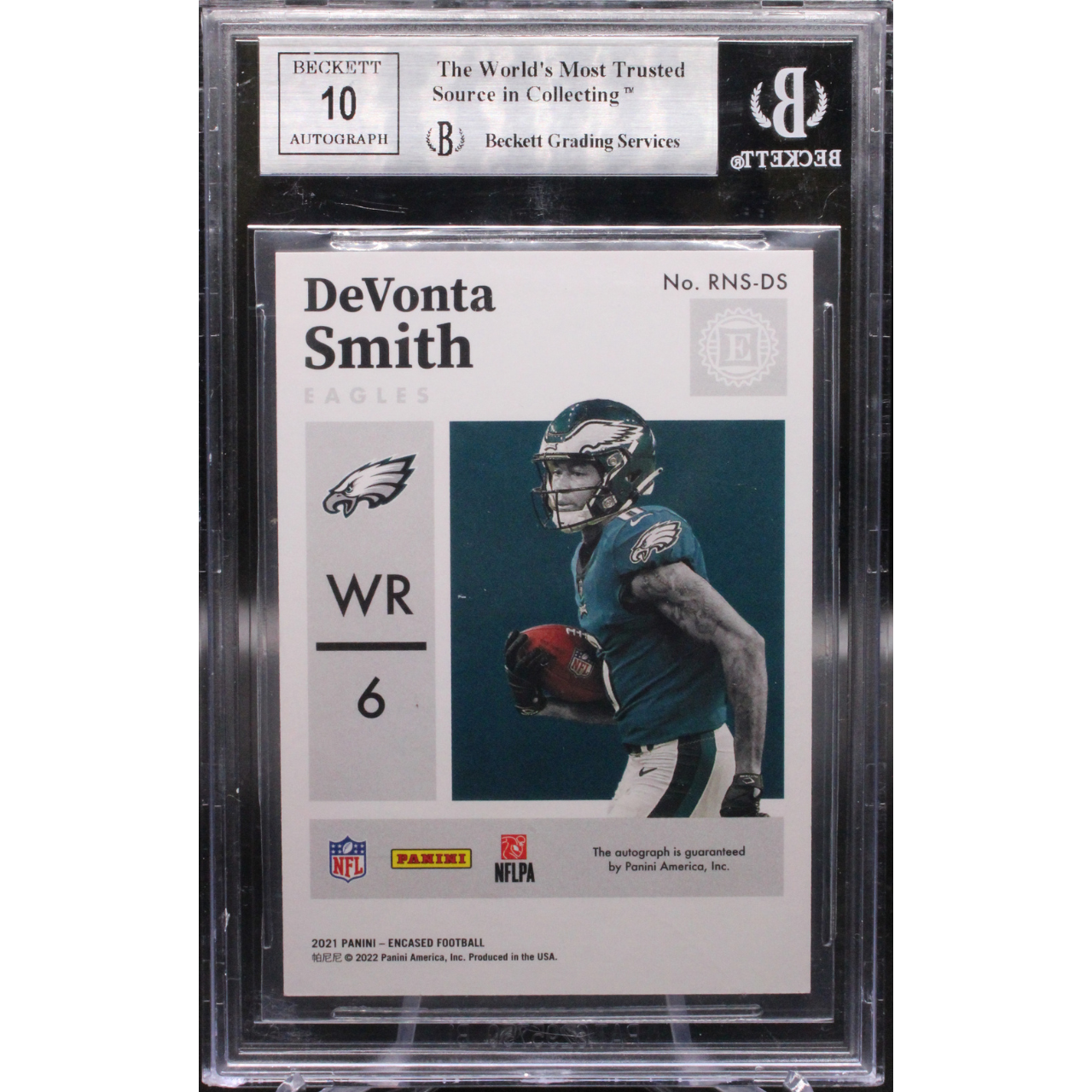 2021 Panini Encased Football - Devonta Smith RNS-DS - Rookie Notable Signatures /10 - Beckett 9