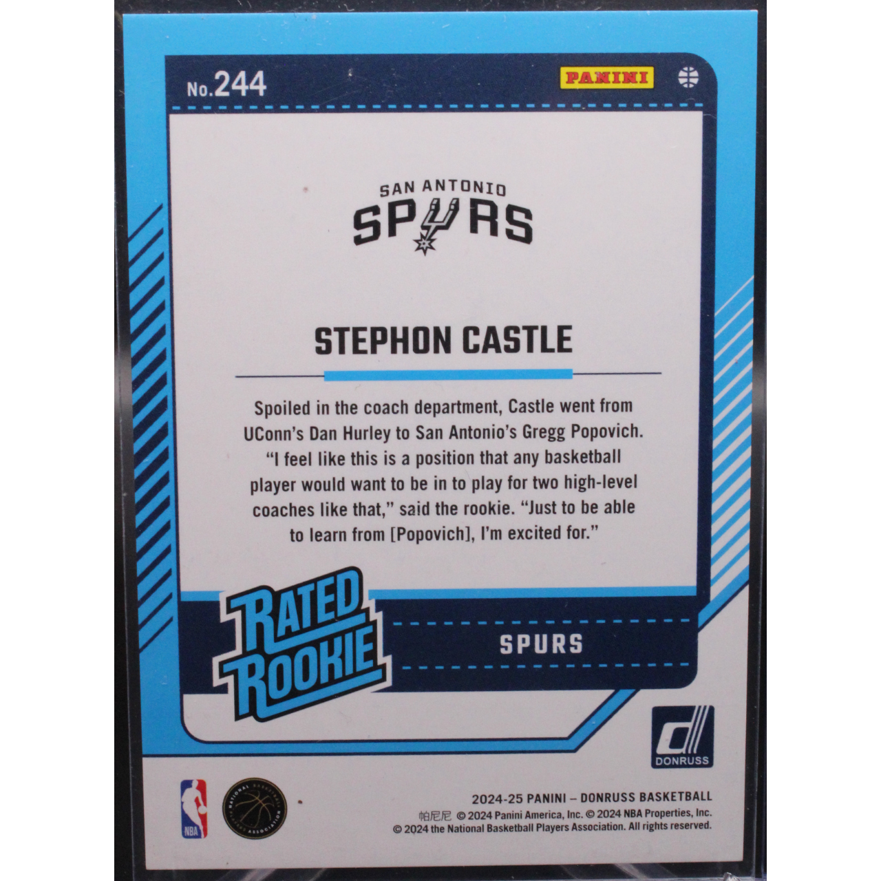 2024-25 Donruss Stephon Castle 244 Rated Rookie /299
