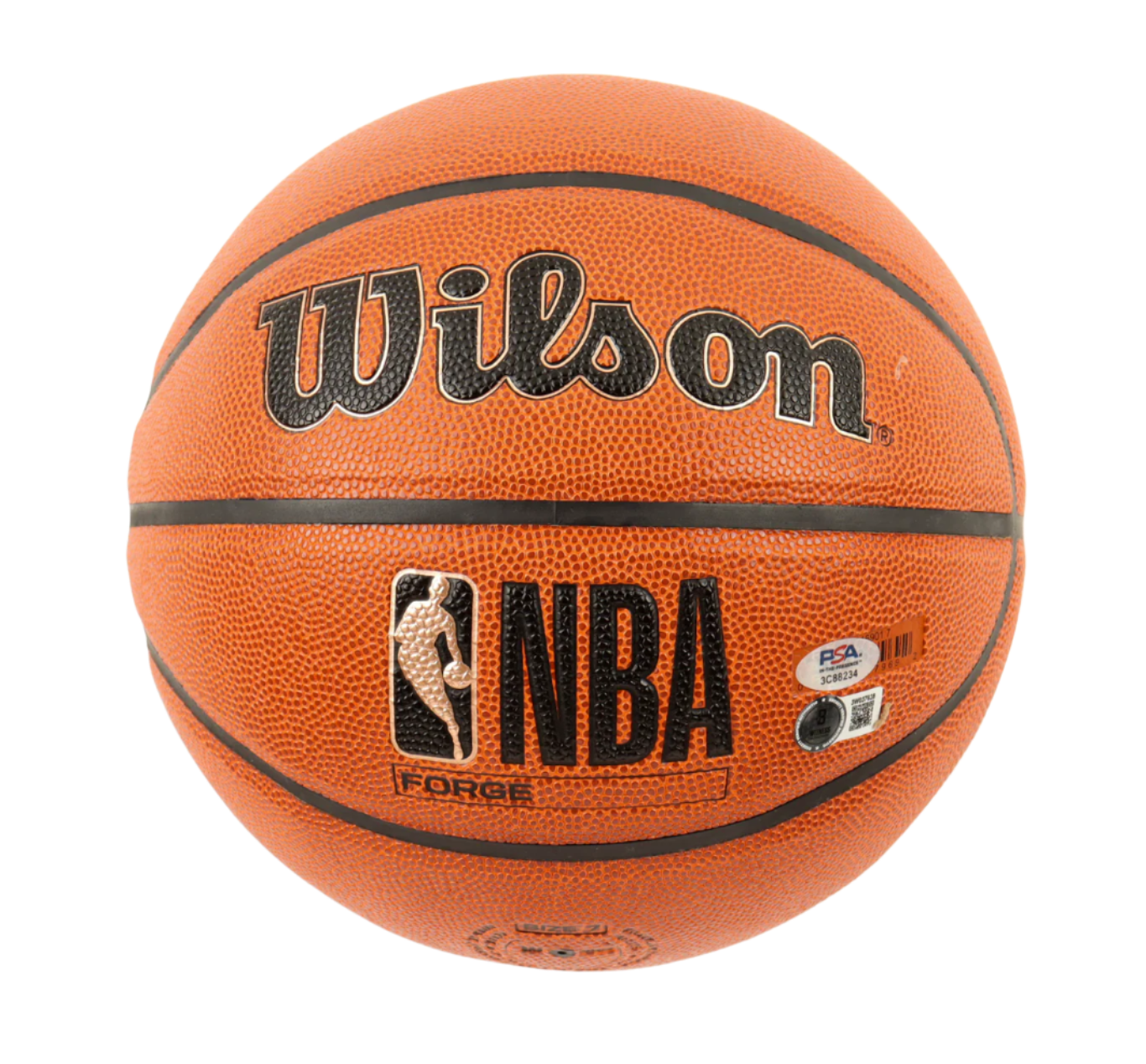 Larry Bird & Magic Johnson Autographed Signed NBA Basketball With Display Stand (PSA & Beckett)