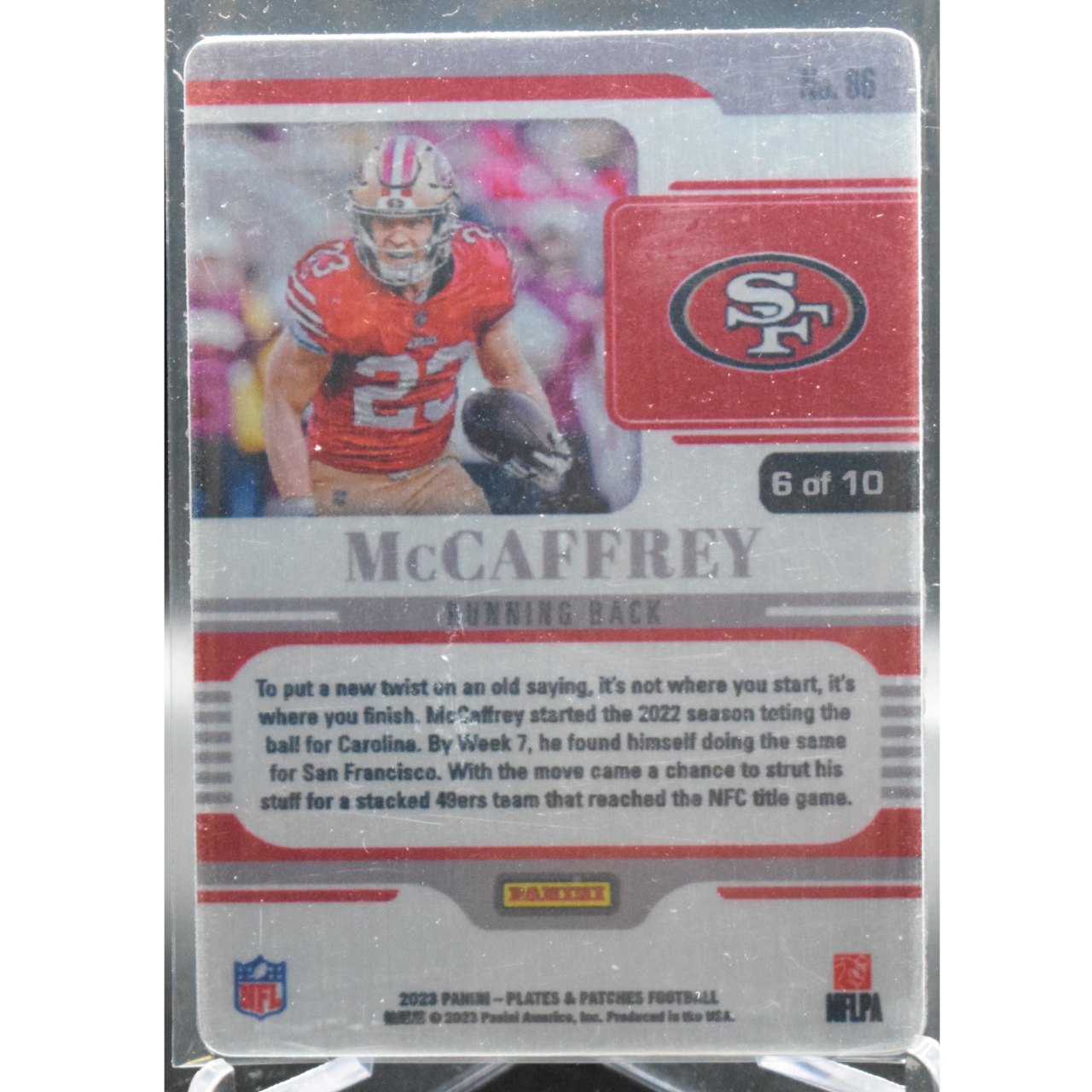 2023 Panini Plates & Patches Football - Christian Mccaffrey 86 - Gold /10