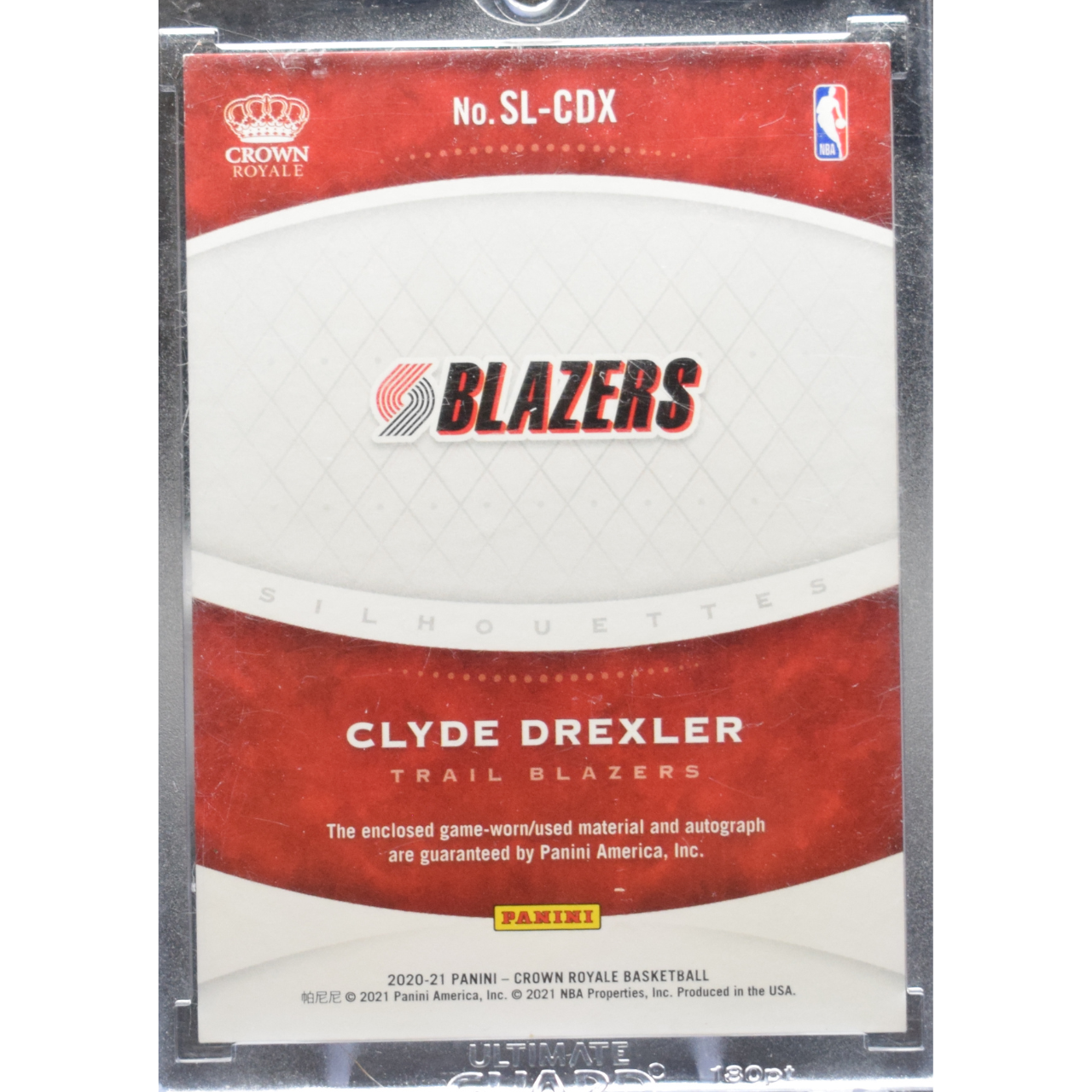 2020-21 Panini Crown Royale Basketball - Clyde Drexler SL-CDX - Silhouettes Auto /49