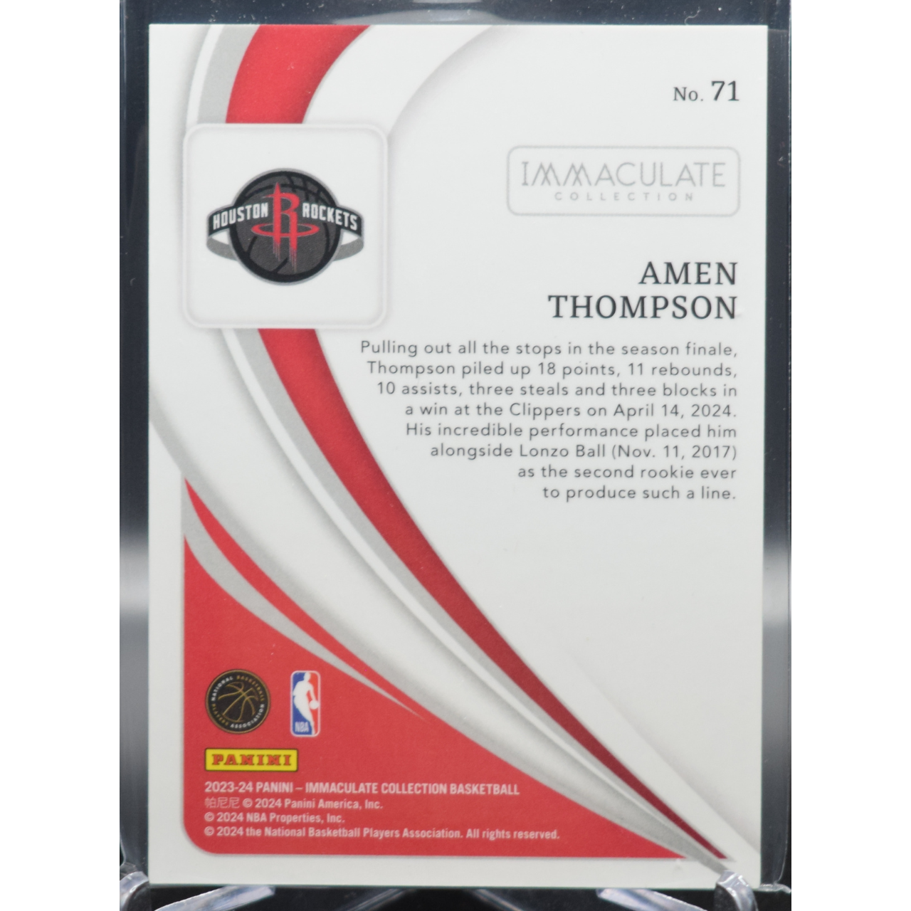 2023-24 Panini Immaculate Basketball - Amen Thompson 71 - Silver /99