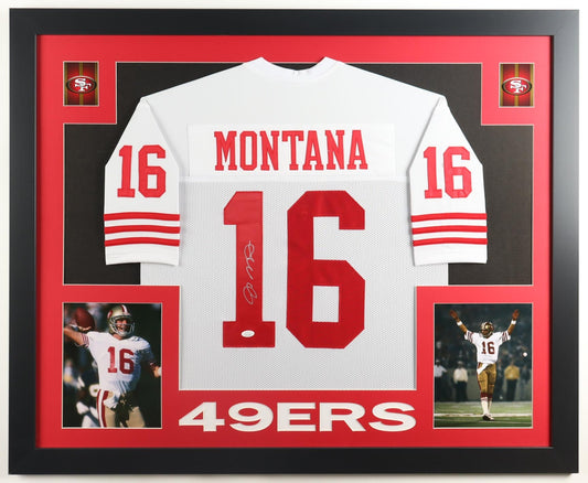 Joe Montana Autographed Signed Custom Framed Jersey Display (JSA)