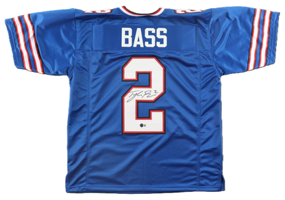 Tyler Bass Signed Autographed Blue Custom Jersey Beckett COA