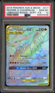 Reshiram & Charizard GX 217/214 Unbroken Bonds - 2019 Pokemon - PSA 10