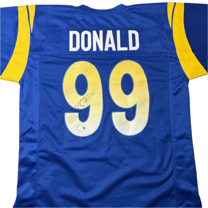 Aaron Donald Autographed Signed Blue Custom Jersey.  Beckett COA