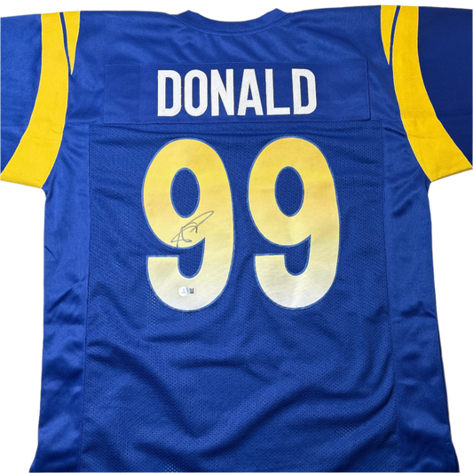 Aaron Donald Autographed Signed Blue Custom Jersey.  Beckett COA