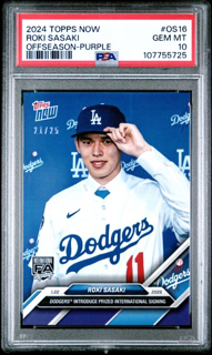 2024 Topps Now - Roki Sasaki OS-16 - Off Season Purple /25 - PSA 10