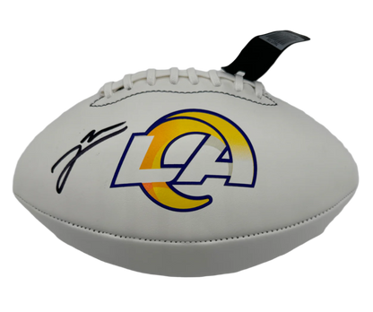 Jared Verse Autographed Rams NFL Authentic Logo Football (Beckett) With Acrylic Case