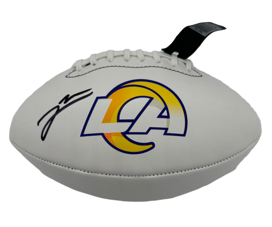 Jared Verse Autographed Rams NFL Authentic Logo Football (Beckett) With Acrylic Case