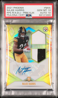 2021 Panini Phoenix Football - Najee Harris NHA - RPS Yellow /35 - PSA 10 Auto 10