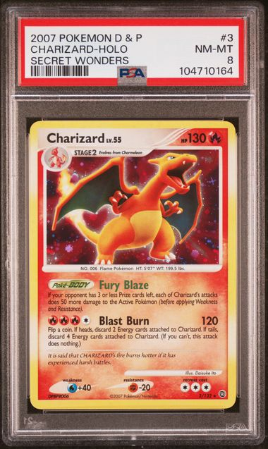 Charizard - 3/132 - Secret Wonders - 2007 Pokemon - PSA 8