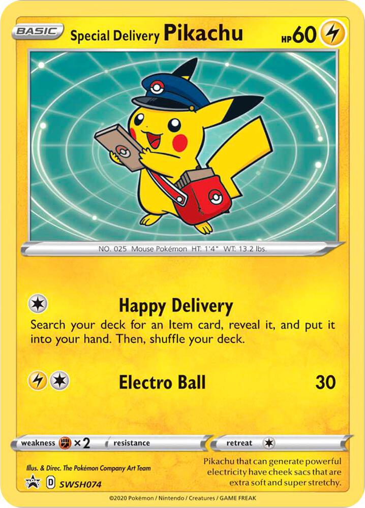 Special Delivery Pikachu - SWSH074 - SWSH: Sword & Shield Promo Cards (SWSD)