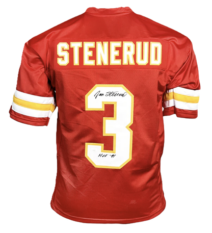 Jan Stenerud Signed HOF 91 Inscription Kansas City Red Football Jersey (JSA)
