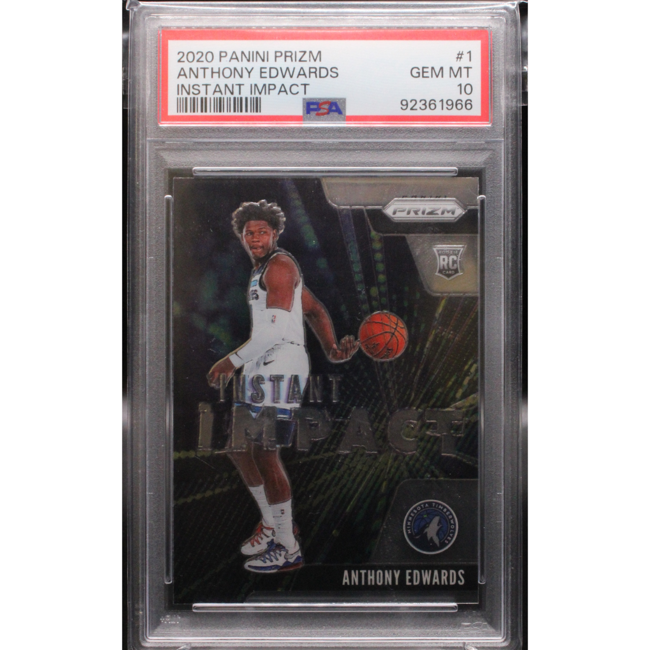 2020 Panini Prizm Basketball - Anthony Edwards 1 - Instant Impact - PSA 10