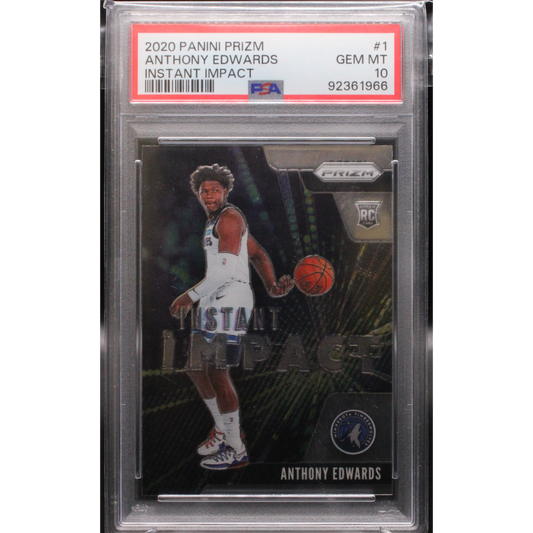 2020 Panini Prizm Basketball - Anthony Edwards 1 - Instant Impact - PSA 10