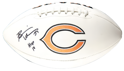 Brian Urlacher Autographed Bears NFL Authentic Logo Football (Beckett) With Acrylic Case