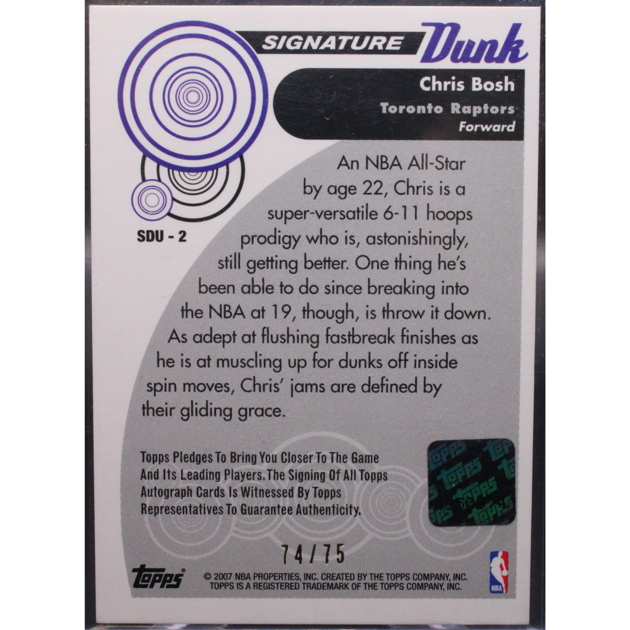 2006 Topps Trademark Moves - Chris Bosh SDU-2 - Signature Dunks /75