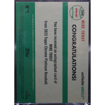 2023 Topps Chrome Platinum Baseball - Mike Trout CPA-MT - Base Auto