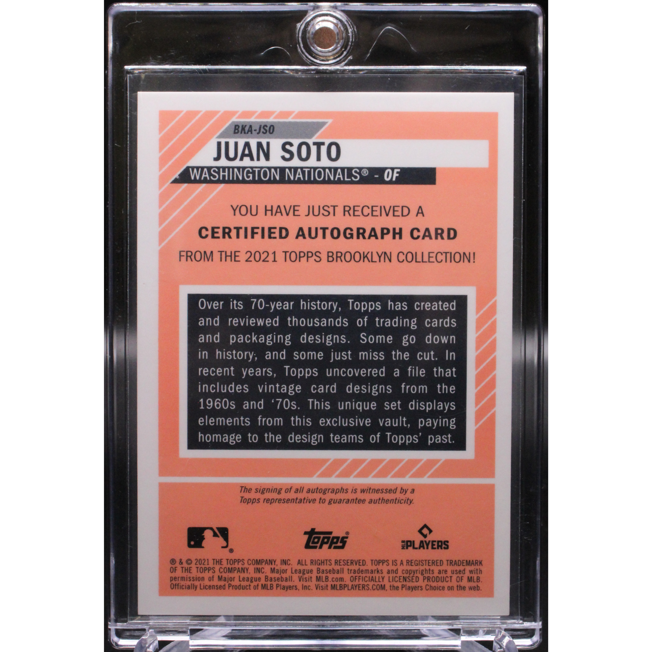 2021 Topps Brooklyn Collection Baseball - Juan Soto BKA-JSO - Auto /70