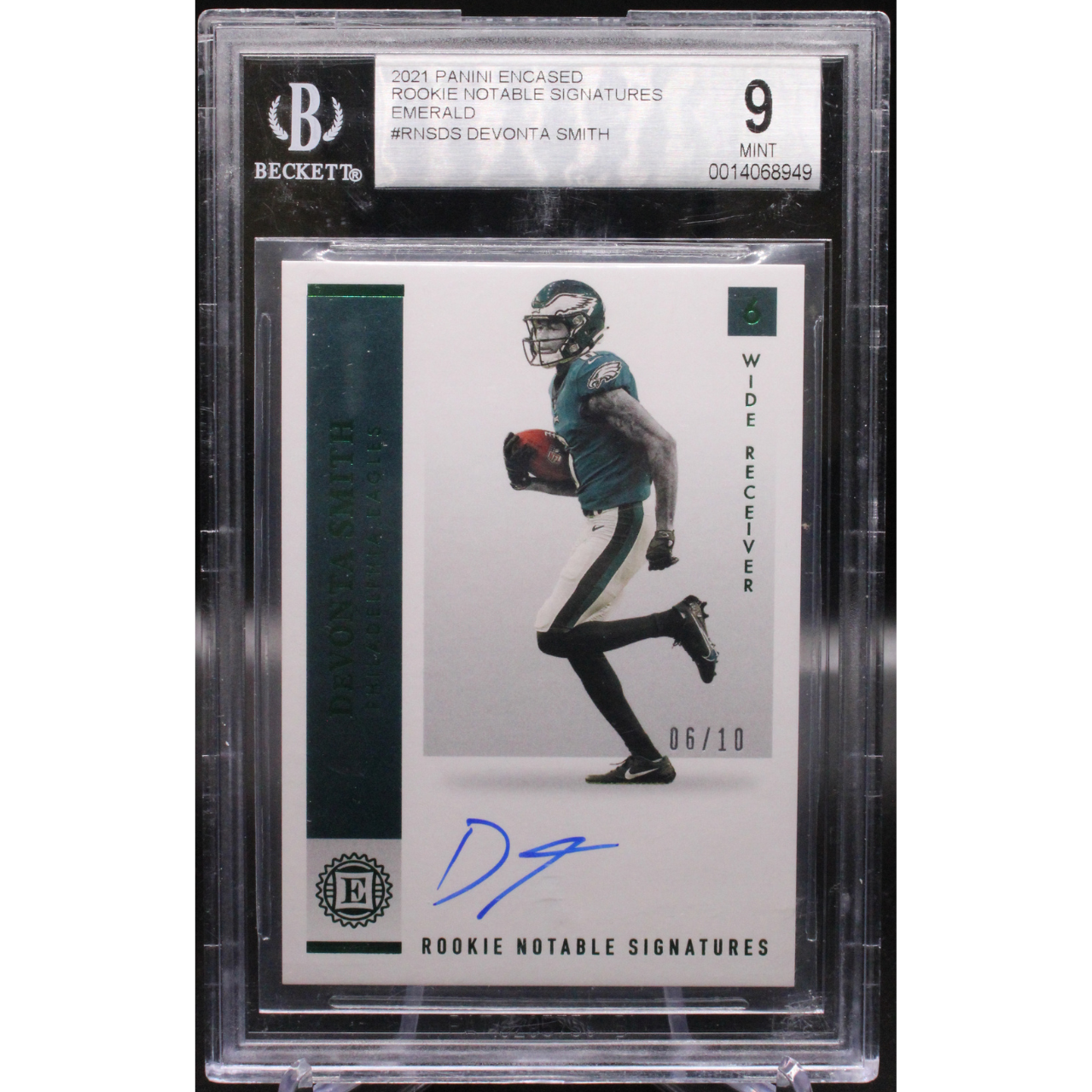 2021 Panini Encased Football - Devonta Smith RNS-DS - Rookie Notable Signatures /10 - Beckett 9