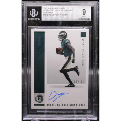 2021 Panini Encased Football - Devonta Smith RNS-DS - Rookie Notable Signatures /10 - Beckett 9