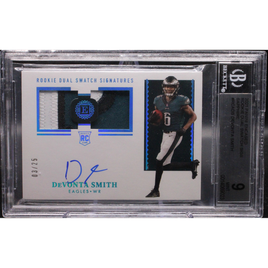 2021 Panini Encased Football - Devonta Smith RCA-DS - Rookie Dual Swatches /25 - Beckett 9