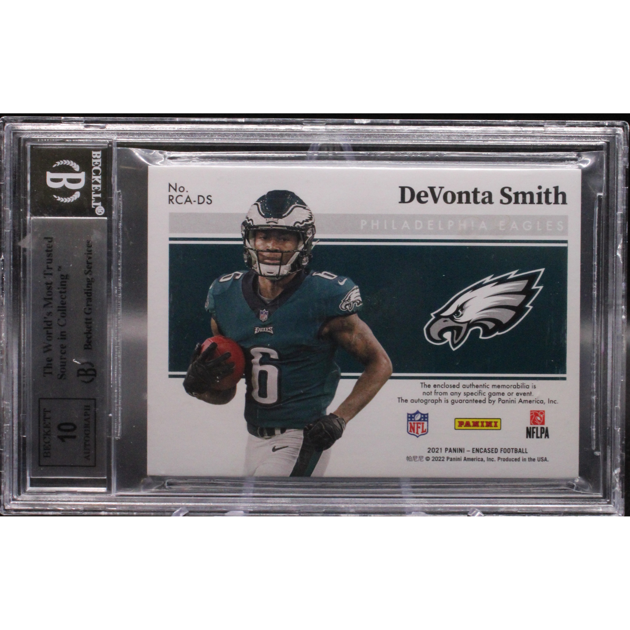 2021 Panini Encased Football - Devonta Smith RCA-DS - Rookie Dual Swatches /25 - Beckett 9