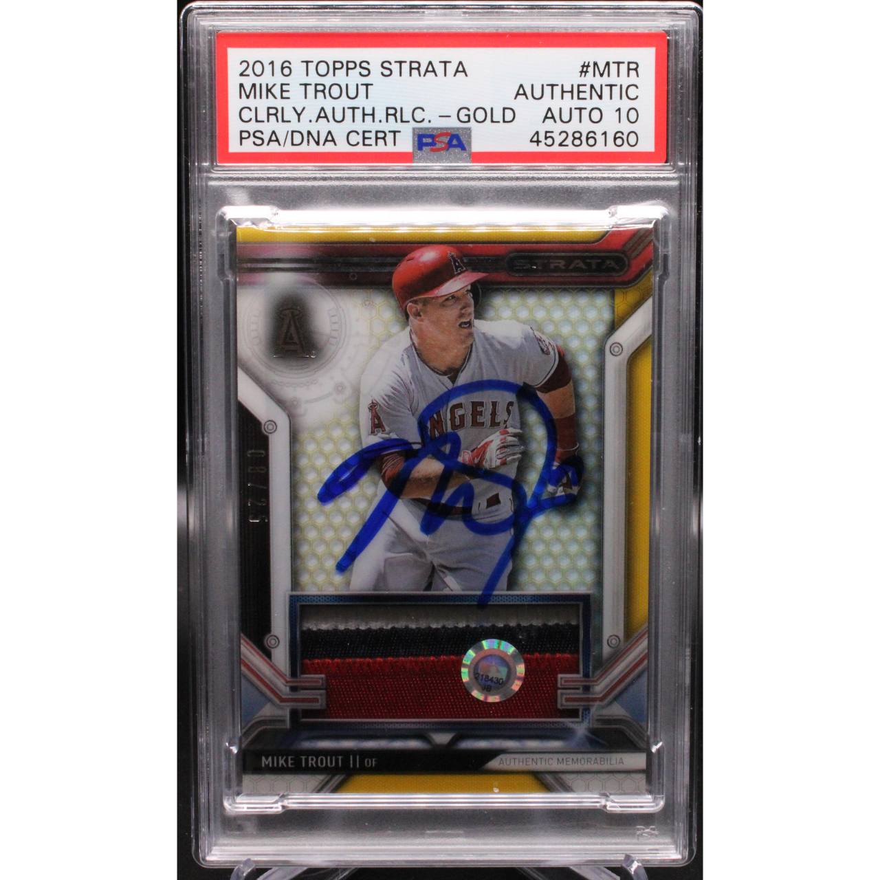2016 Topps Strata - Mike Trout CAR-MTR - Clearly Authentic Relic Cards - PSA Authentic Auto 10
