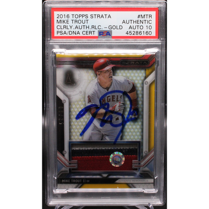 2016 Topps Strata - Mike Trout CAR-MTR - Clearly Authentic Relic Cards - PSA Authentic Auto 10