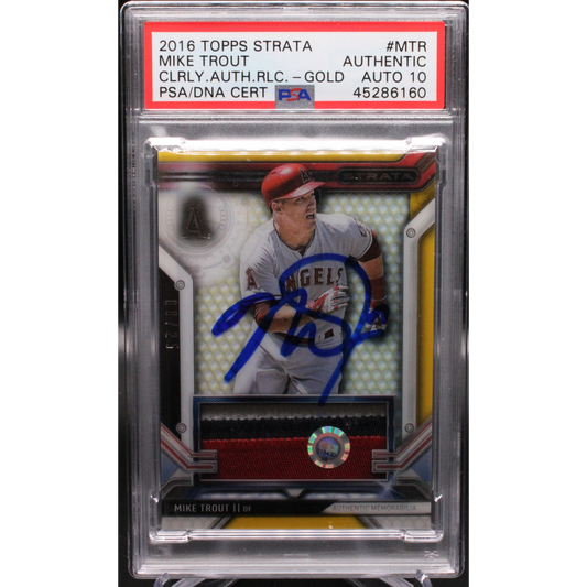 2016 Topps Strata - Mike Trout CAR-MTR - Clearly Authentic Relic Cards - PSA Authentic Auto 10