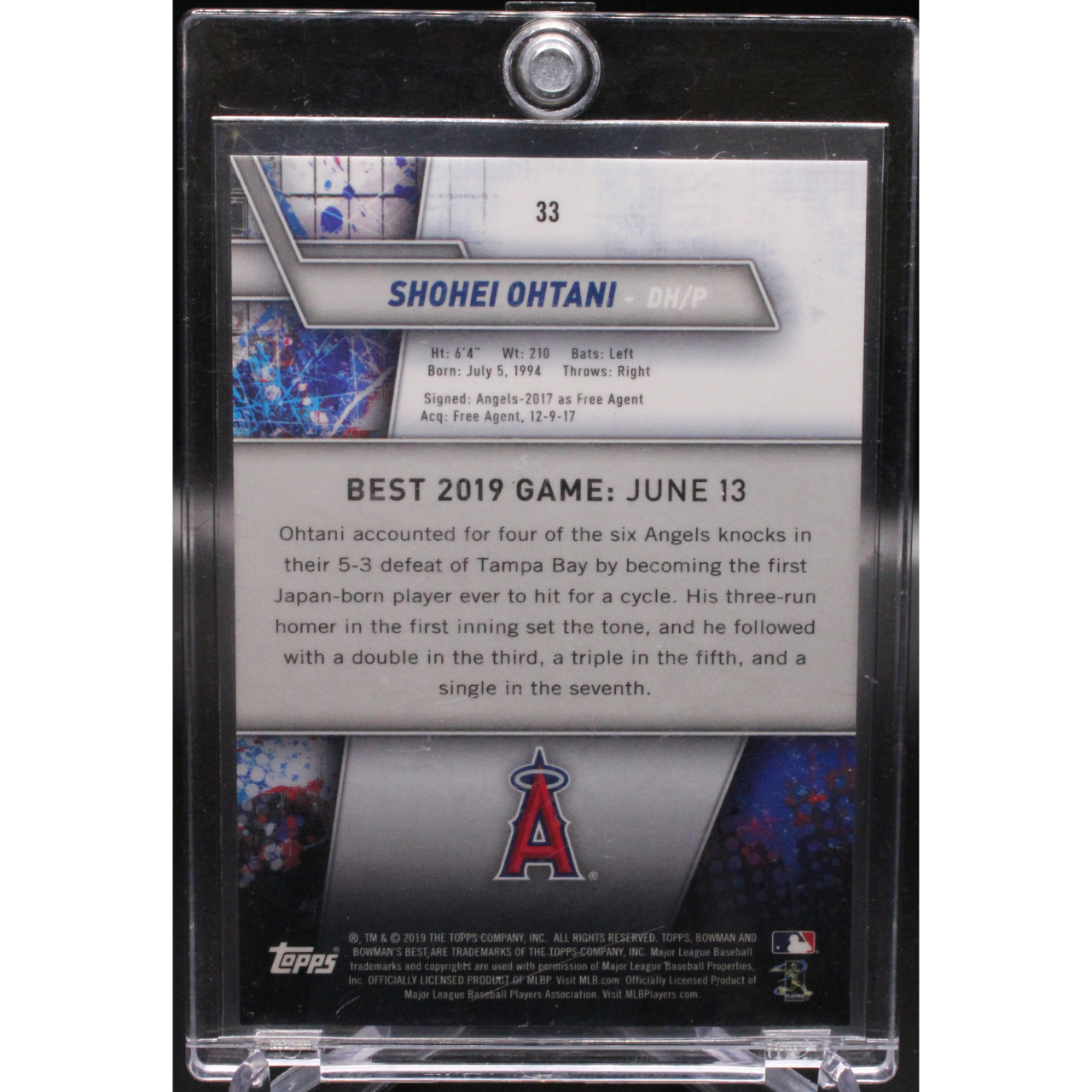 2019 Bowman's Best Baseball - Shohei Ohtani 33 - Blue /150