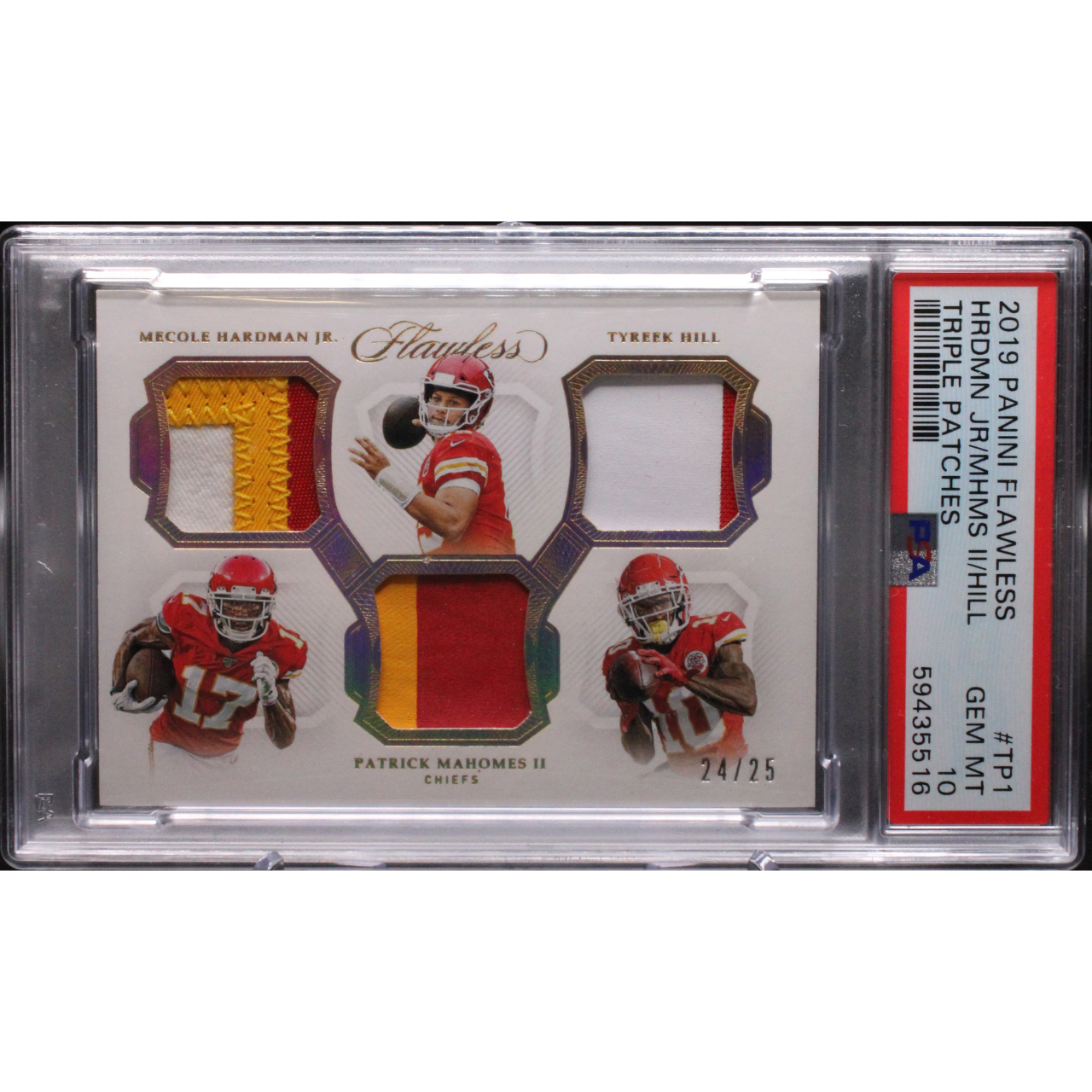 2019 Panini Flawless Football - Mecole Hardman JR Patrick Mahomes II Tyreek Hill TP1 - Flawless Triple Patches /25