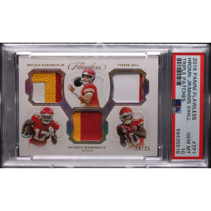 2019 Panini Flawless Football - Mecole Hardman JR Patrick Mahomes II Tyreek Hill TP1 - Flawless Triple Patches /25