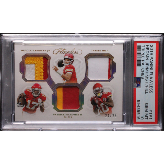 2019 Panini Flawless Football - Mecole Hardman JR Patrick Mahomes II Tyreek Hill TP1 - Flawless Triple Patches /25