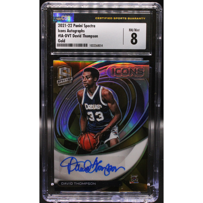 2021-22 Panini Spectra - David Thompson IA-DVT - Gold Icons Auto /10 - CSG CGC 8 / 9