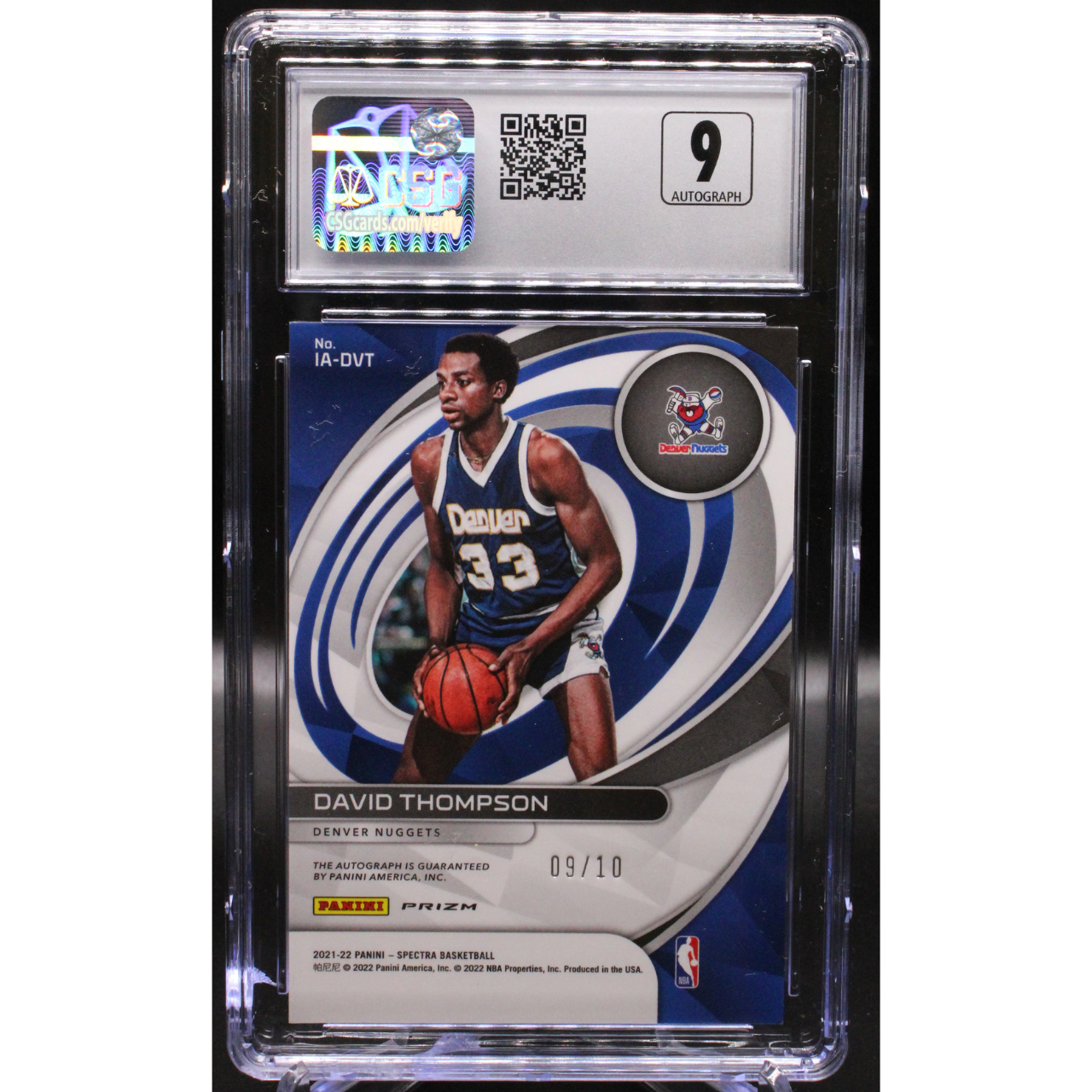 2021-22 Panini Spectra - David Thompson IA-DVT - Gold Icons Auto /10 - CSG CGC 8 / 9