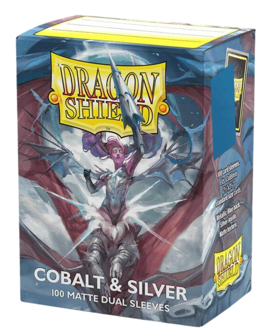 Dragon Shield Sleeves: Cobalt & Silver Dual Matte Standard (Box of 100)