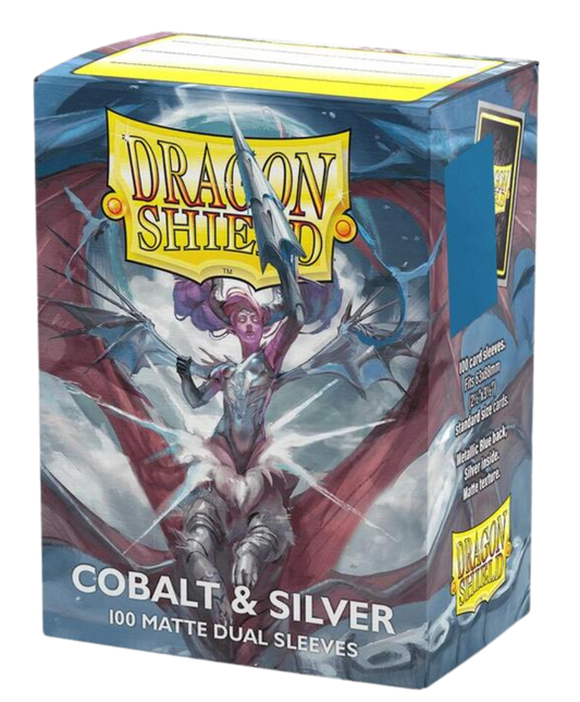 Dragon Shield Sleeves: Cobalt & Silver Dual Matte Standard (Box of 100)