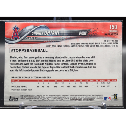 2018 Topps Chrome Baseball - Shohei Ohtani 150 - Chrome Refractor