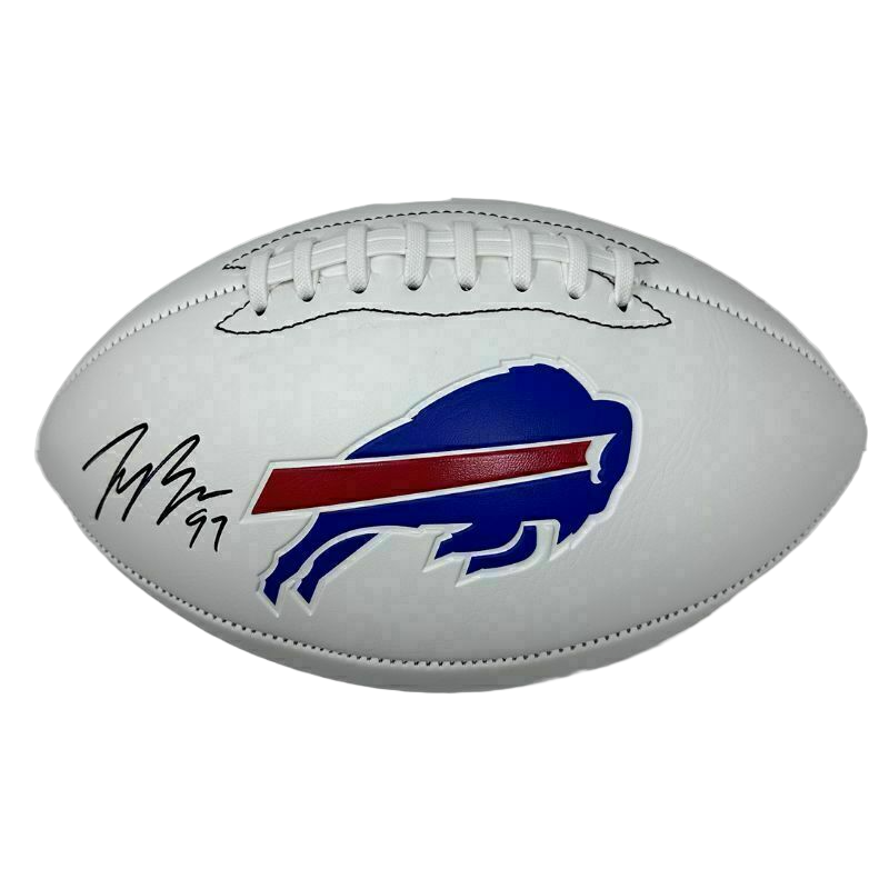 Joey Bosa Autographed White Logo Football With Acrylic Case