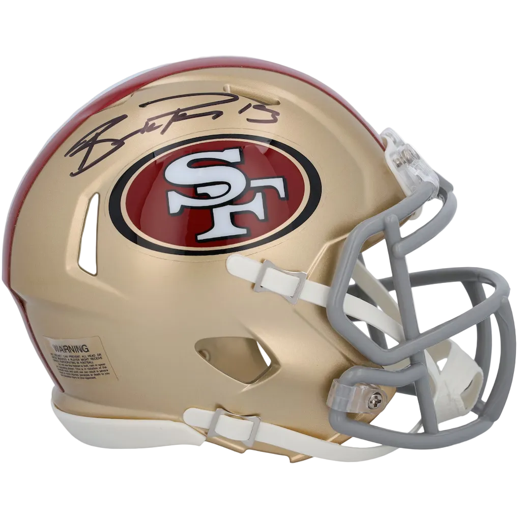 Brock Purdy Autographed Fanatics Authentic Riddell Speed Mini Helmet with Deluxe SF Case (