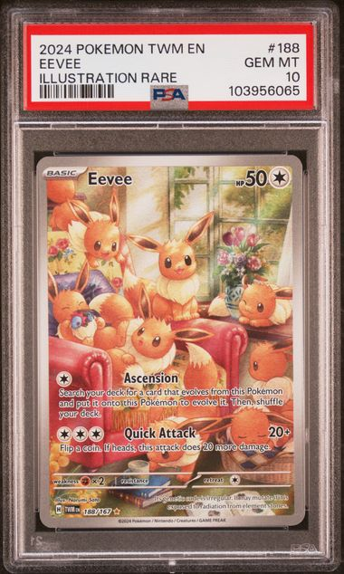 Eevee 188/167 Twilight Masquerade Illustration Rare - 2024 Pokemon - PSA 10