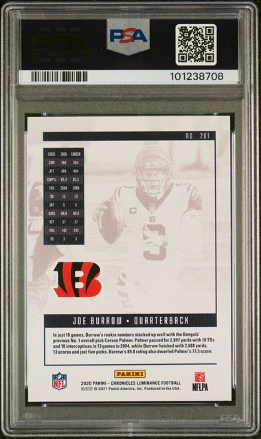 2020 Panini Chronicles - Joe Burrow #201 Luminance - PSA 10