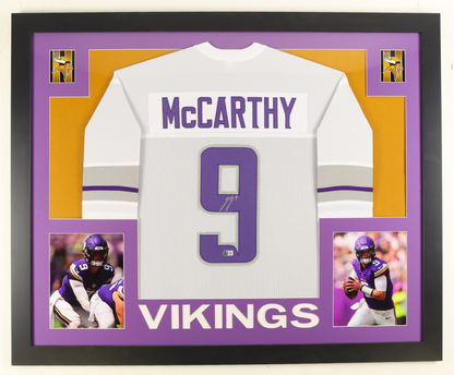 J.J. McCarthy Autographed Signed Custom Framed Jersey Display (Beckett)