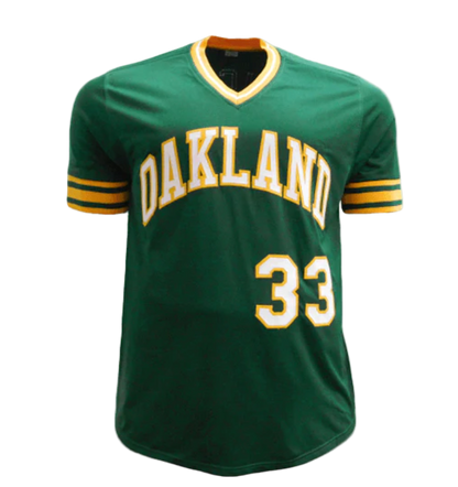 Jose Canseco Autographed Signed Oakland Green Baseball Jersey (JSA)