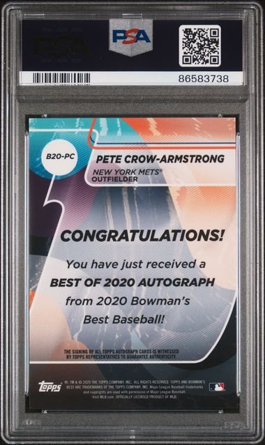 2020 Bowman's Best - Pete Crow-Armstrong #B20PC - Best of 2020 Autographs - PSA 10
