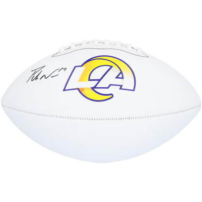 Puka Nacua Autographed Rams NFL Authentic Logo Football (Beckett) With Acrylic Case